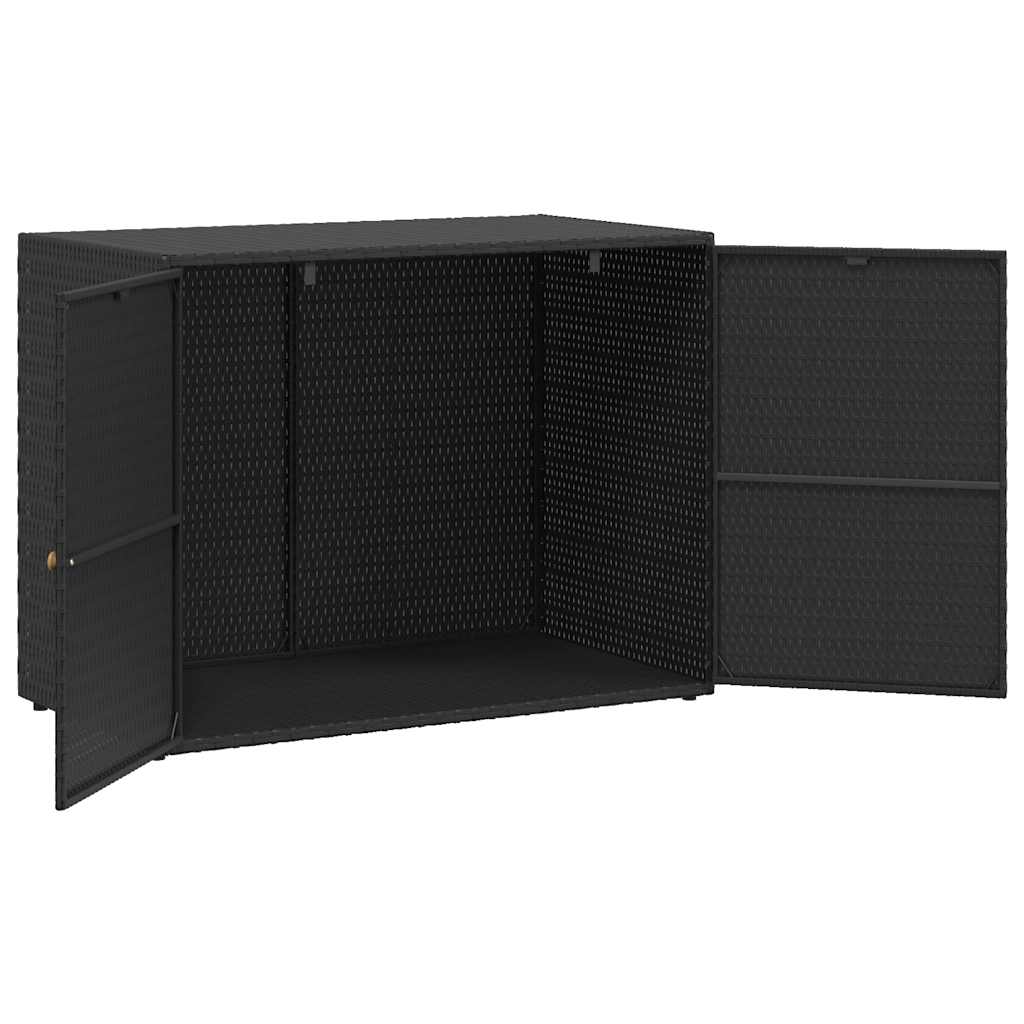 fekete polyrattan kerti tárolószekrény 100 x 55,5 x 80 cm