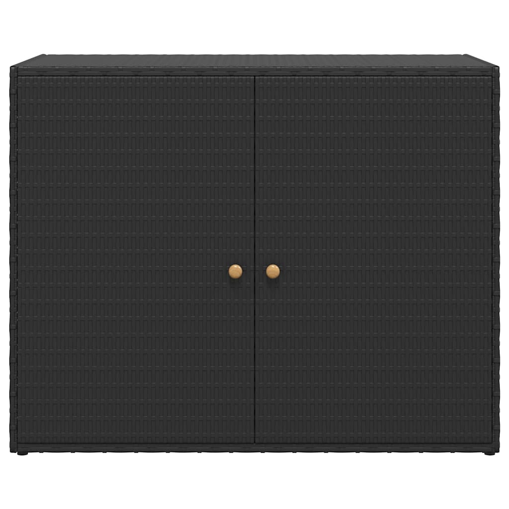 fekete polyrattan kerti tárolószekrény 100 x 55,5 x 80 cm