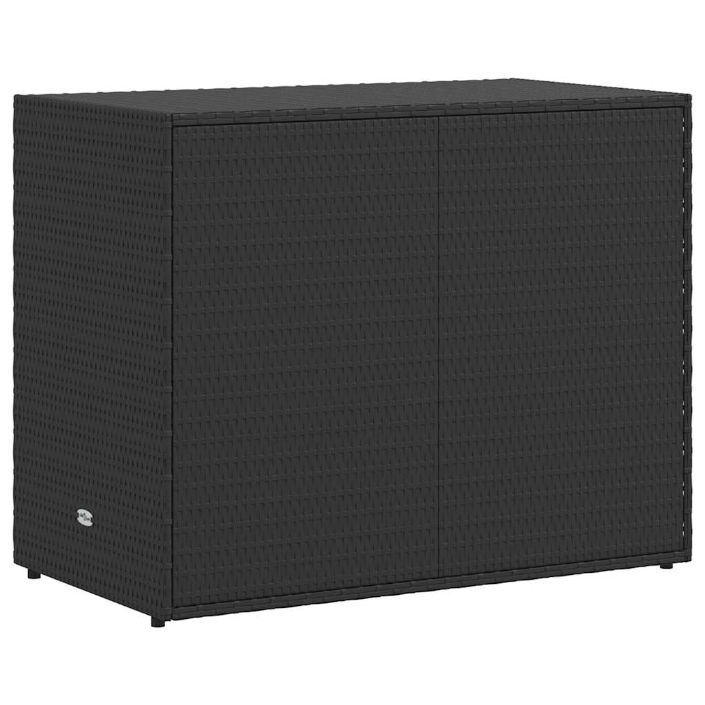 fekete polyrattan kerti tárolószekrény 100 x 55,5 x 80 cm