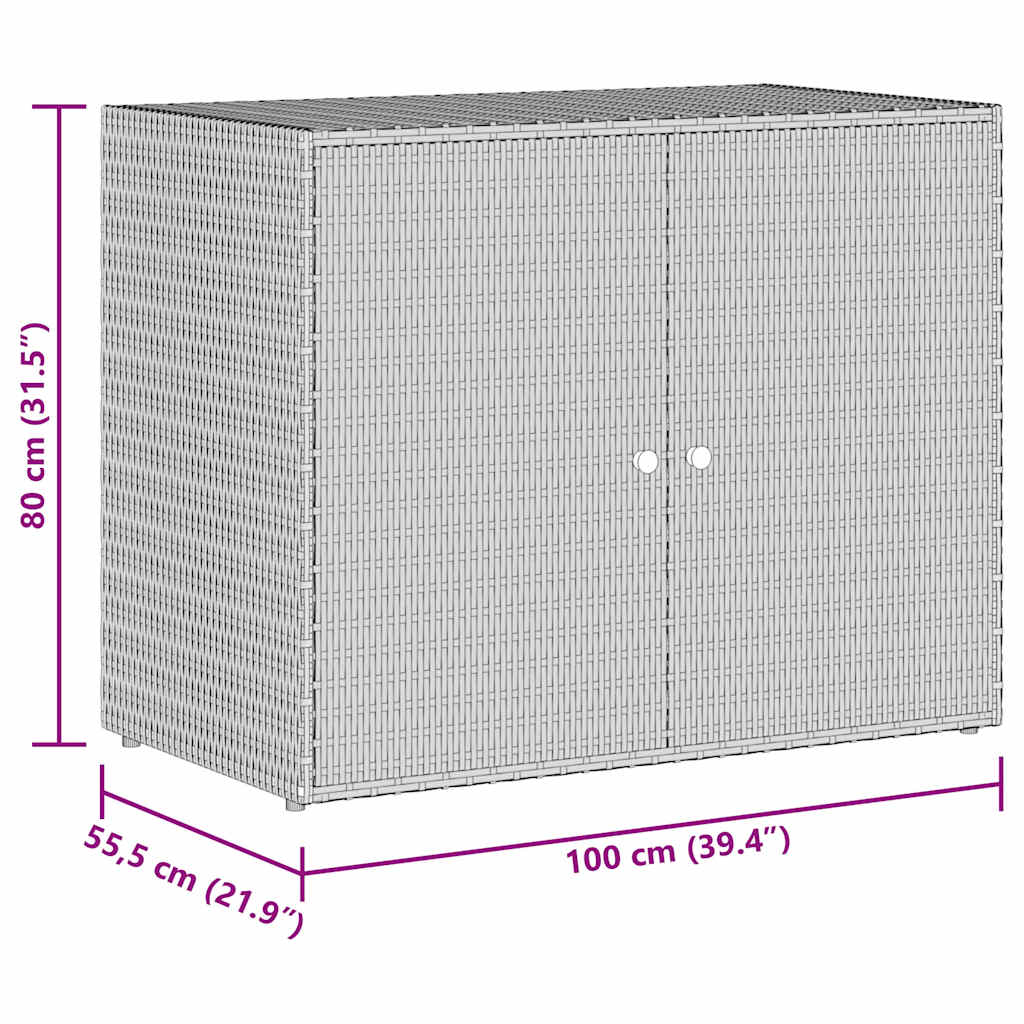 fekete polyrattan kerti tárolószekrény 100 x 55,5 x 80 cm