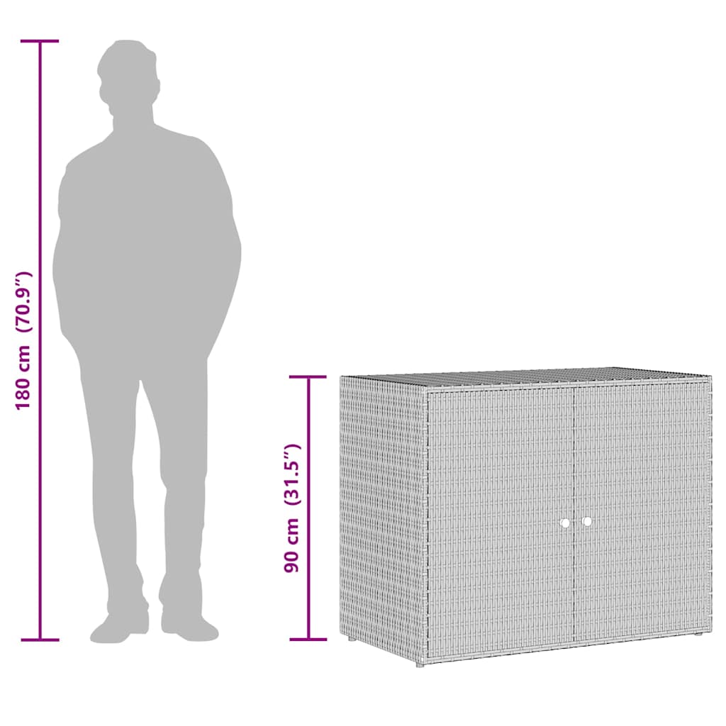 fekete polyrattan kerti tárolószekrény 100 x 55,5 x 80 cm