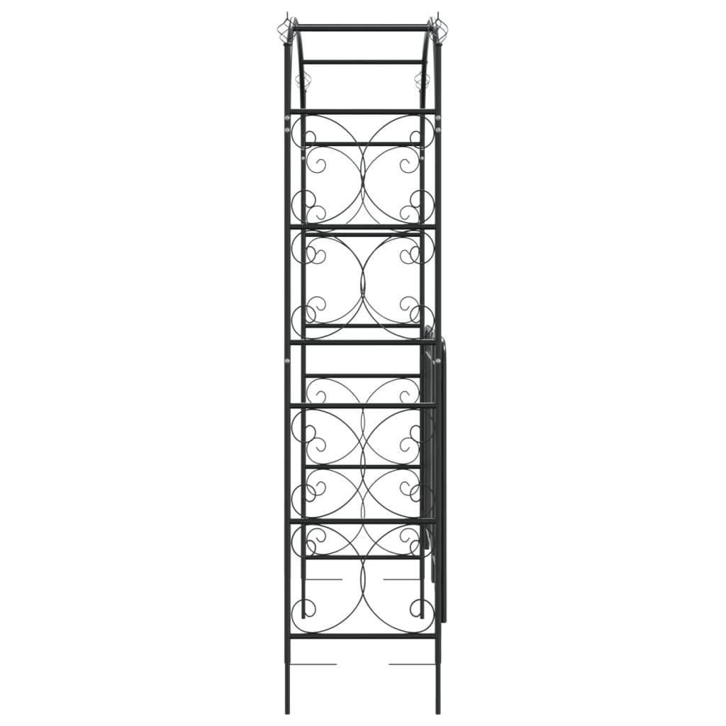 fekete acél kerti boltív kapuval 108 x 45 x 235 cm
