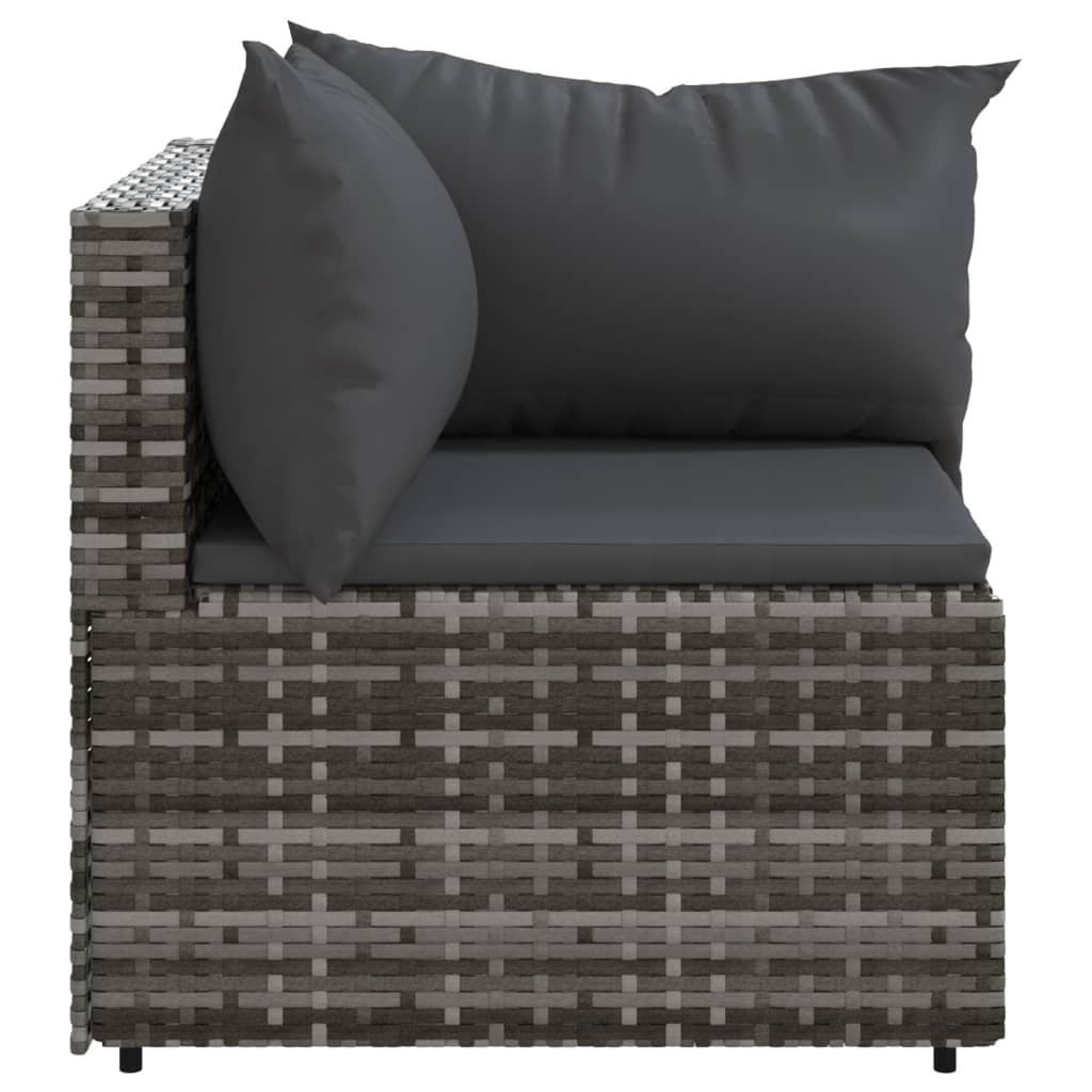 szürke polyrattan kerti sarokkanapé párnákkal