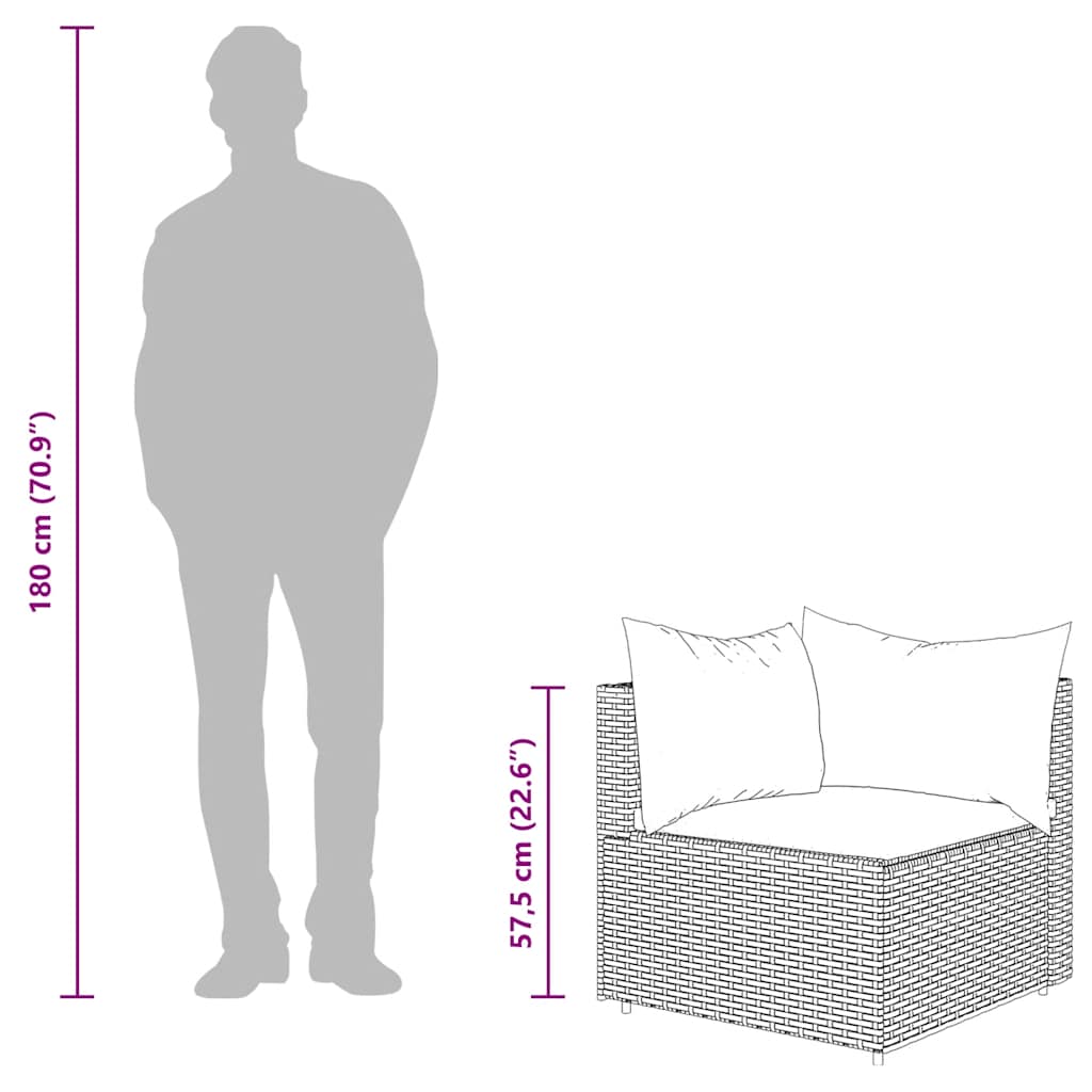 szürke polyrattan kerti sarokkanapé párnákkal