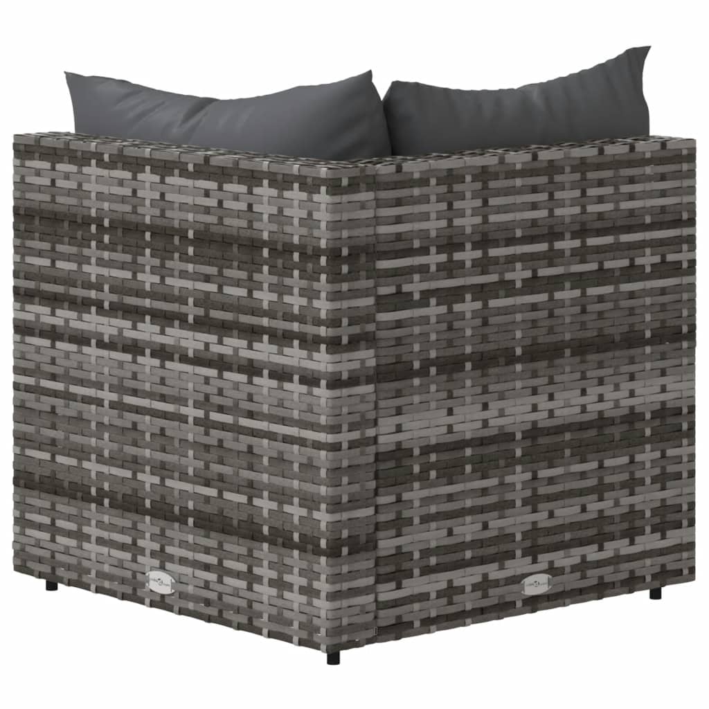 2 db szürke polyrattan kerti sarokkanapé párnával
