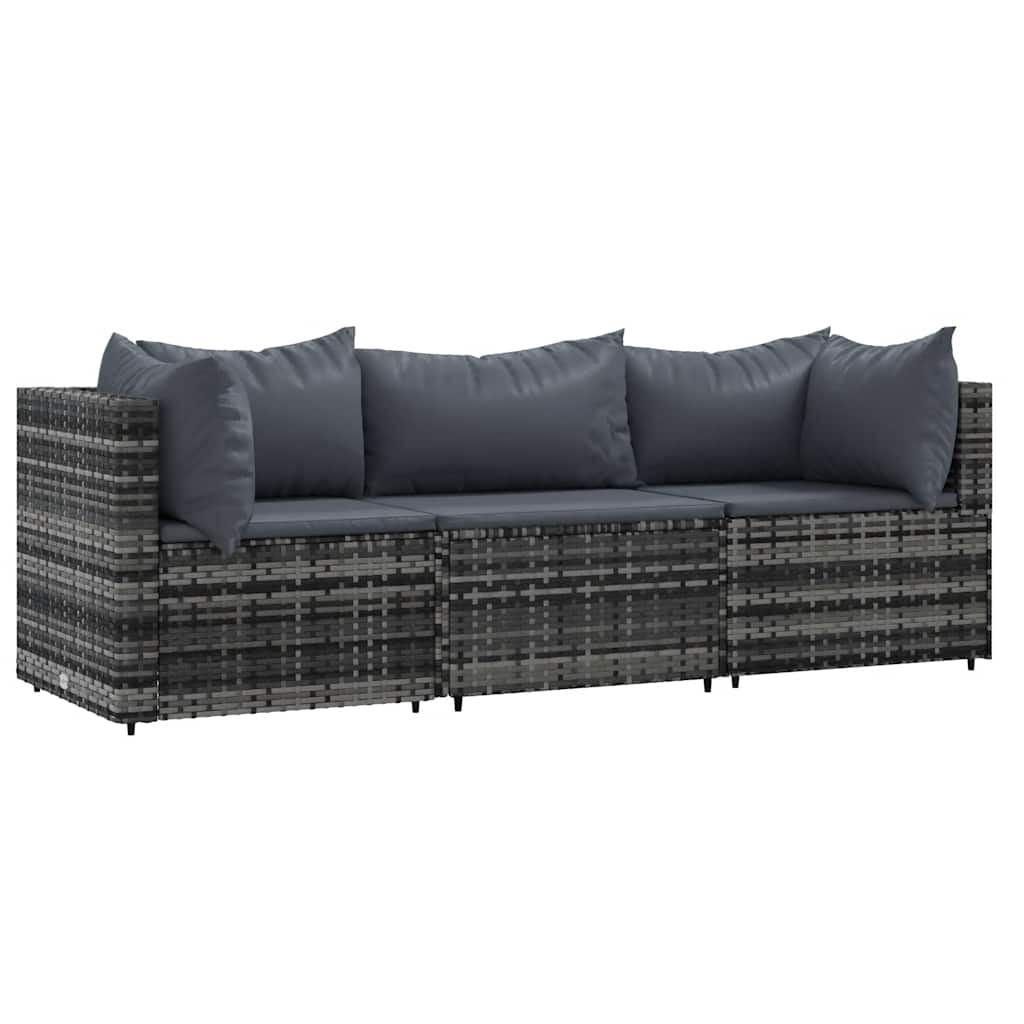 3 részes szürke polyrattan kerti ülőgarnitúra párnákkal