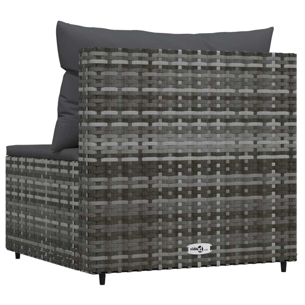 szürke polyrattan kerti középső kanapé párnával