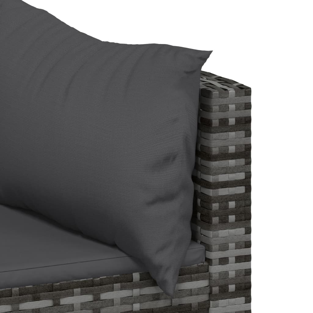 3 részes szürke polyrattan kerti ülőgarnitúra párnákkal