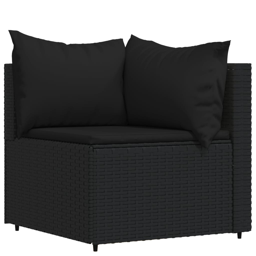 4 részes fekete polyrattan kerti ülőgarnitúra párnákkal