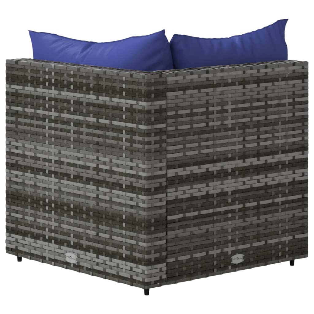 szürke polyrattan kerti sarokkanapé párnákkal