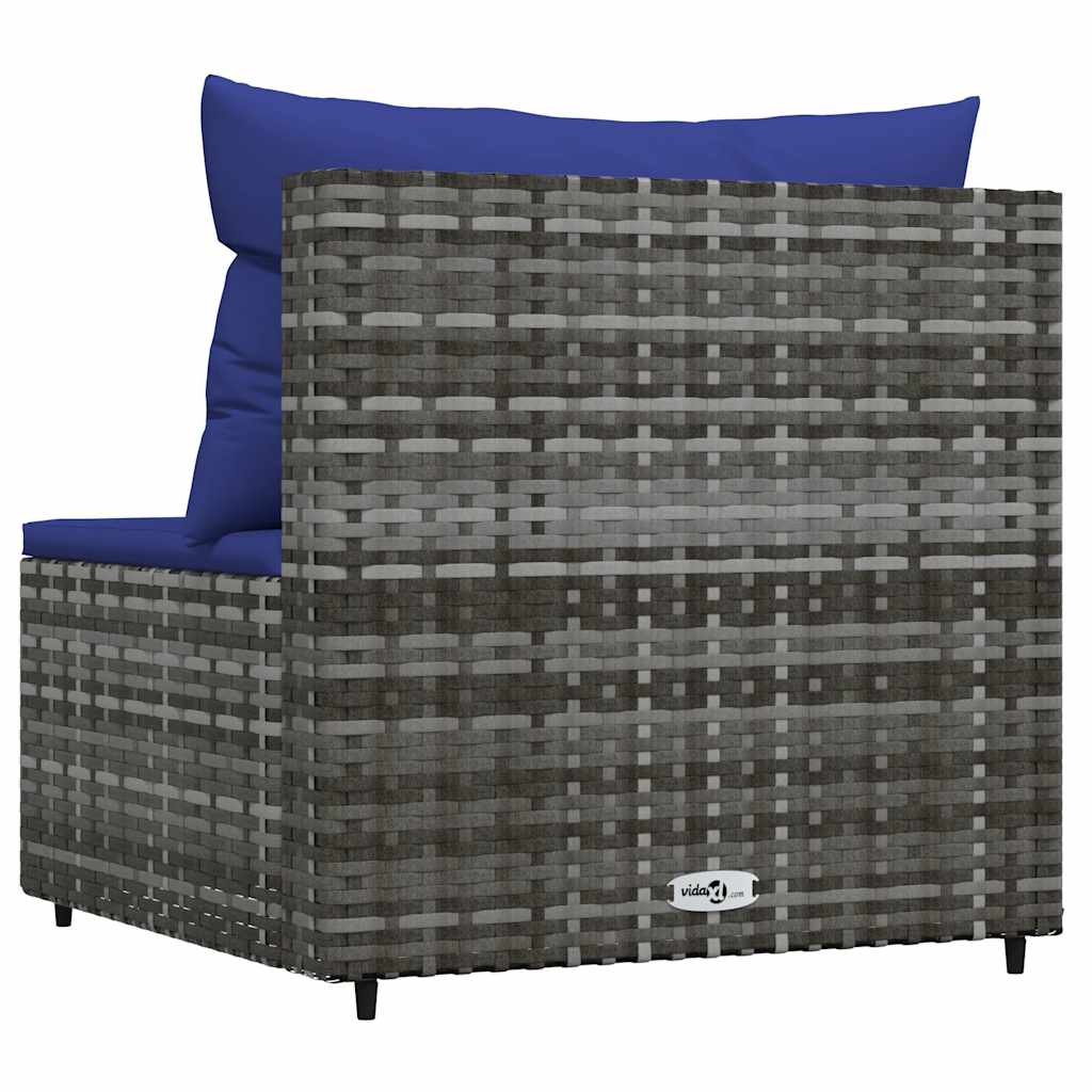 szürke polyrattan kerti középső kanapé párnával