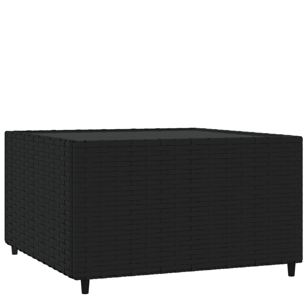 fekete polyrattan négyzet alakú kerti dohányzóasztal 50x50x30cm