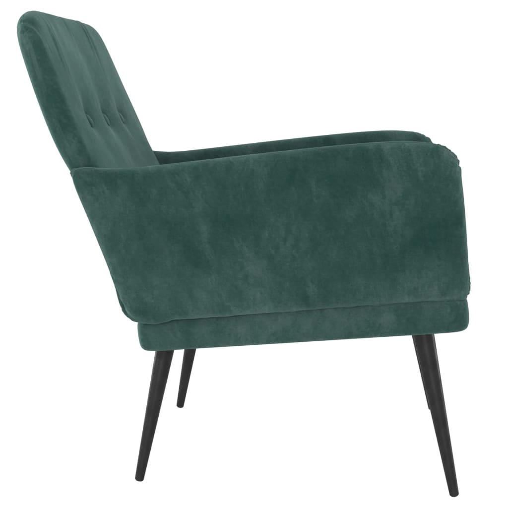 sötétzöld bársonyfotel 62x79x79 cm
