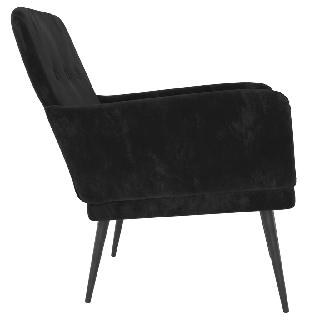 fekete bársonyfotel 62x79x79 cm