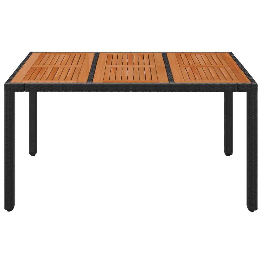 fekete polyrattan falapos kerti asztal 150 x 90 x 75 cm