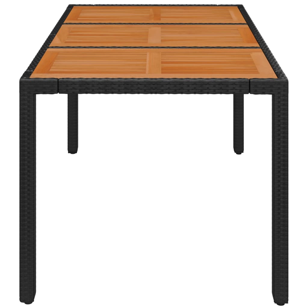 fekete polyrattan falapos kerti asztal 150 x 90 x 75 cm