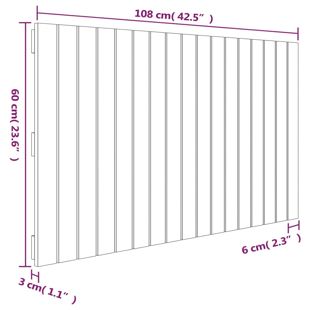 tömör fenyőfa fali fejtámla 108 x 3 x 60 cm