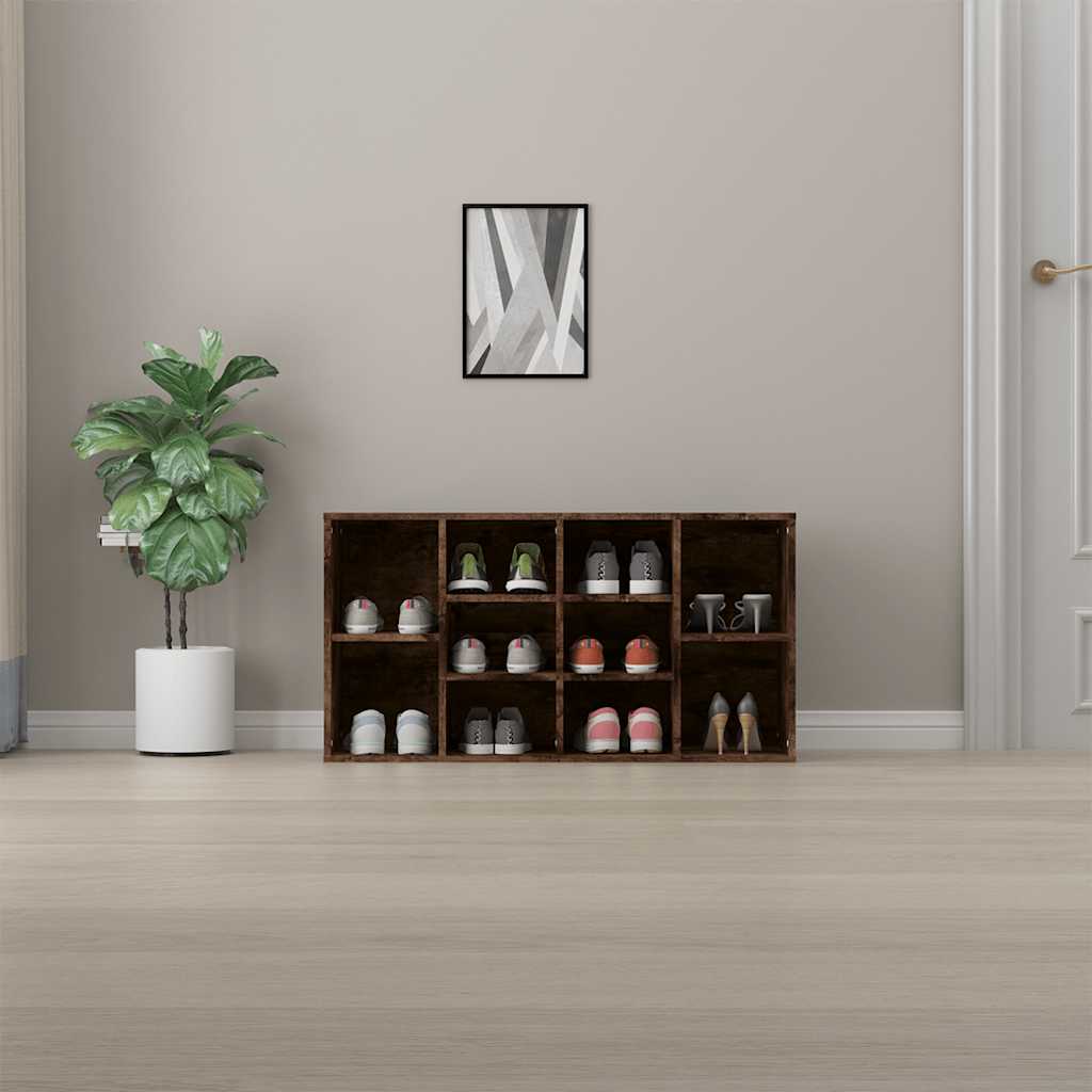füstös tölgy színű szerelt fa cipőtároló pad 103x30x55 cm