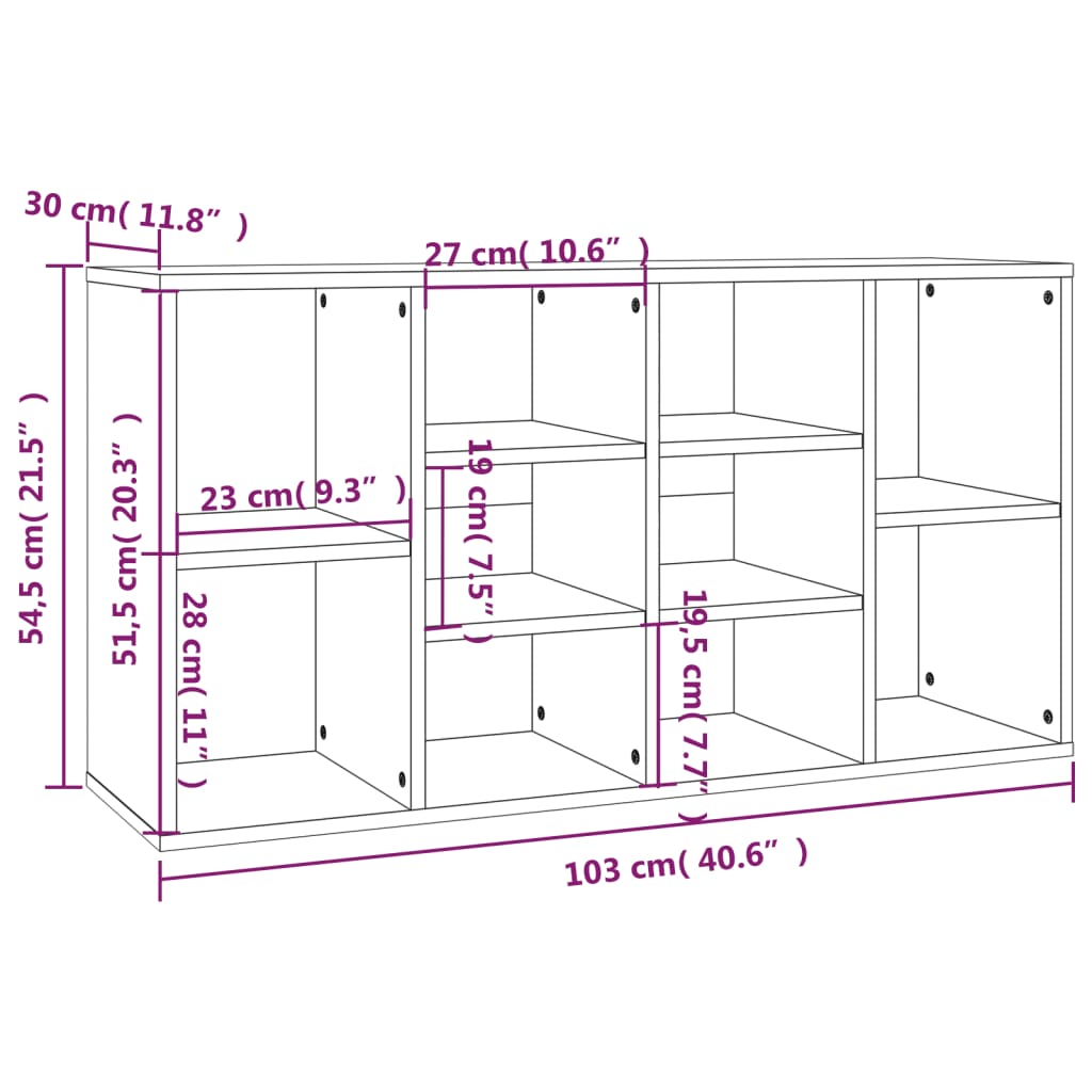 füstös tölgy színű szerelt fa cipőtároló pad 103x30x55 cm