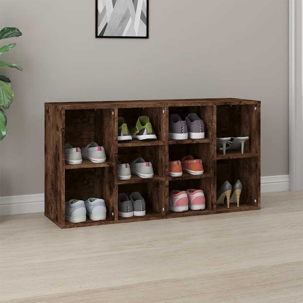 füstös tölgy színű szerelt fa cipőtároló pad 103x30x55 cm