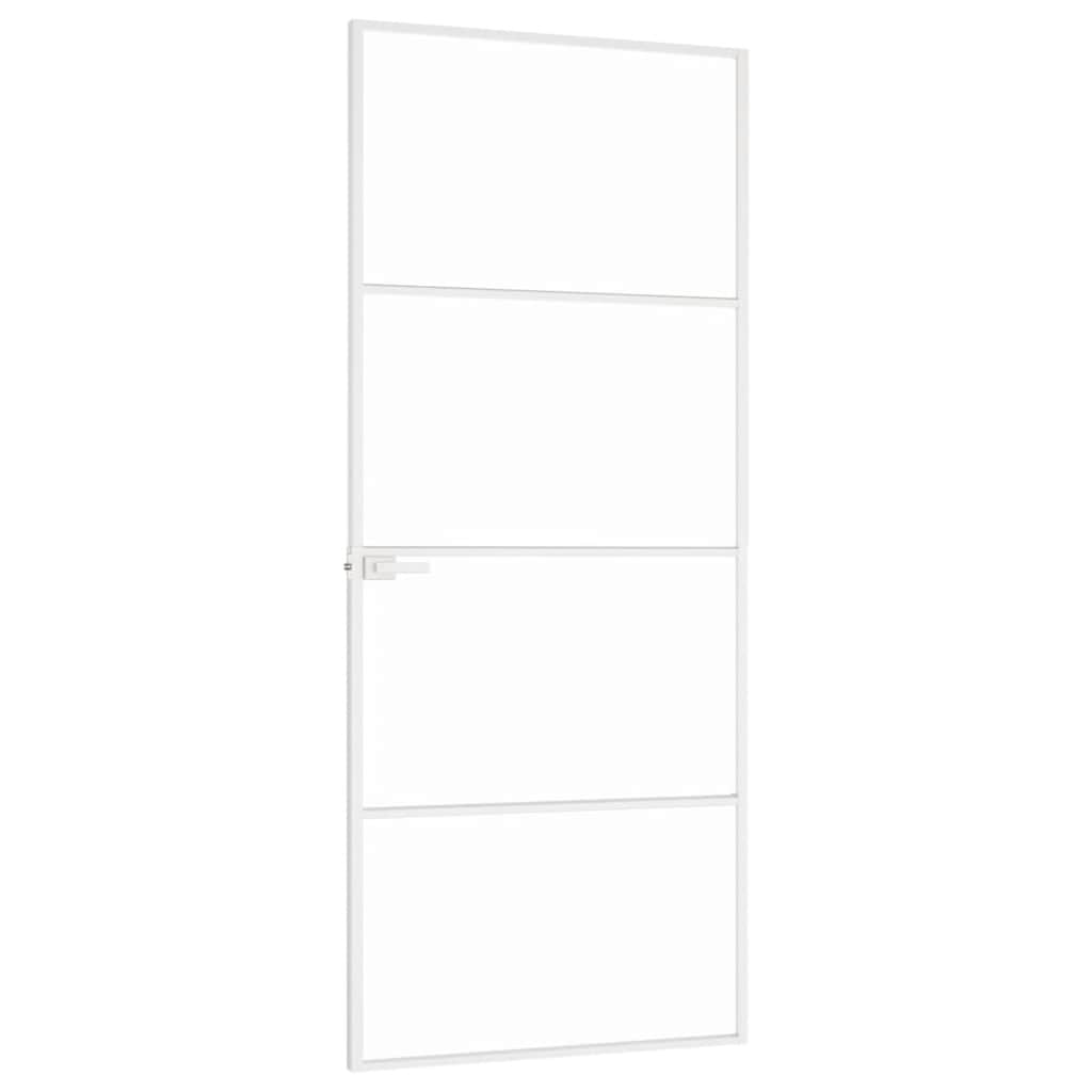 fehér edzett üveg és alumínium vékony beltéri ajtó 83x201,5 cm