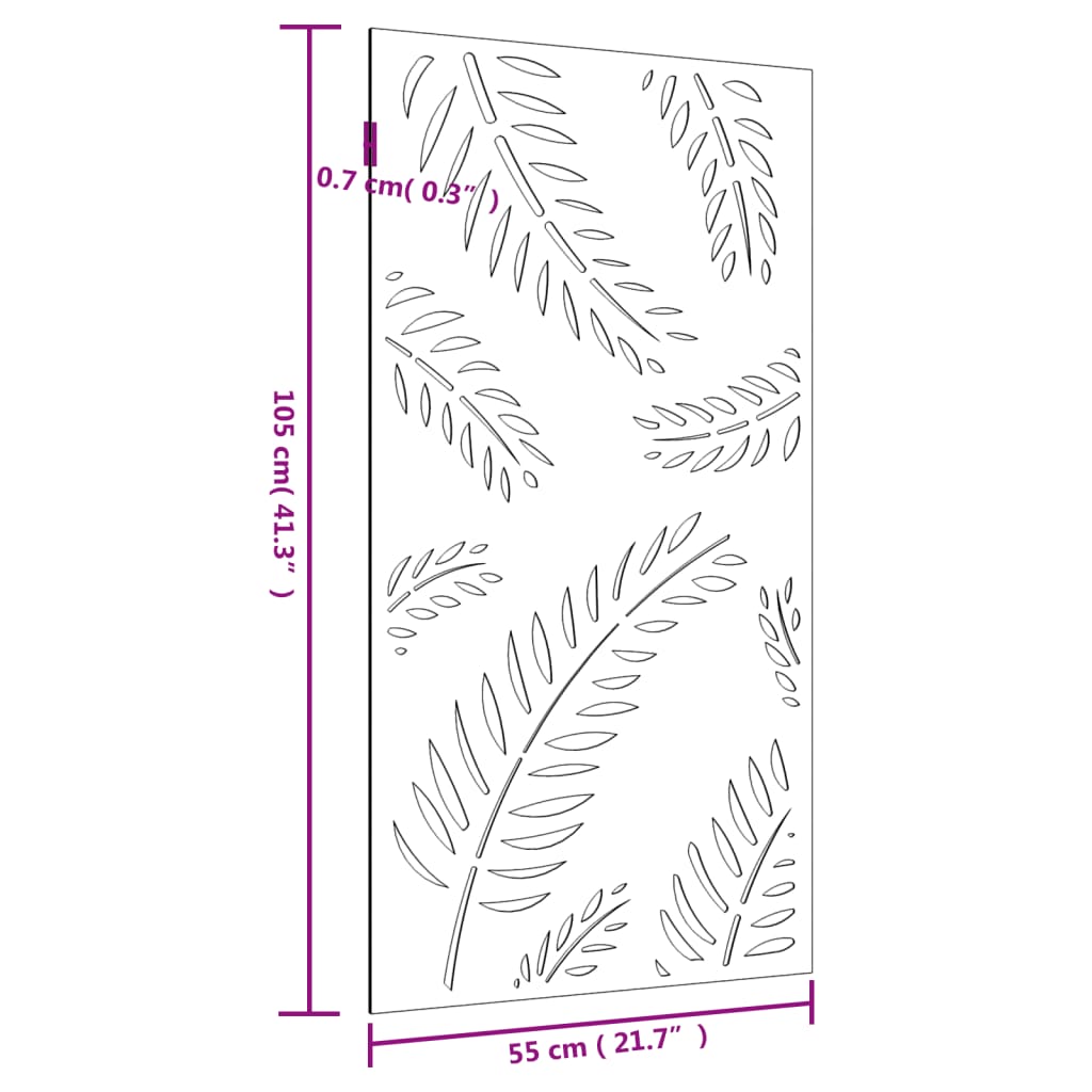 levélmintás corten acél kerti faldísz 105 x 55 cm