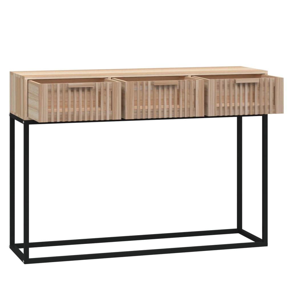 szerelt fa és vas tálalóasztal 105x30x75 cm
