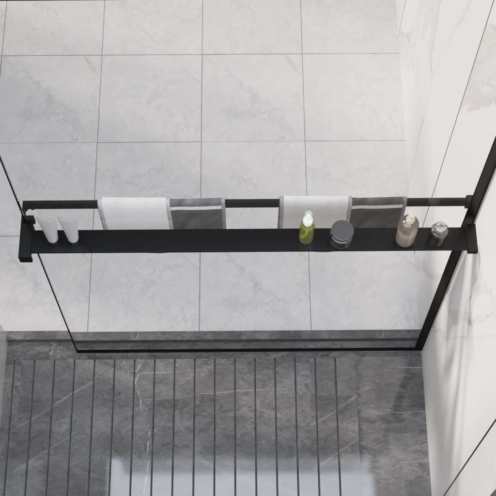 fekete alumínium zuhanypolc walk-in zuhanyfalhoz 100 cm