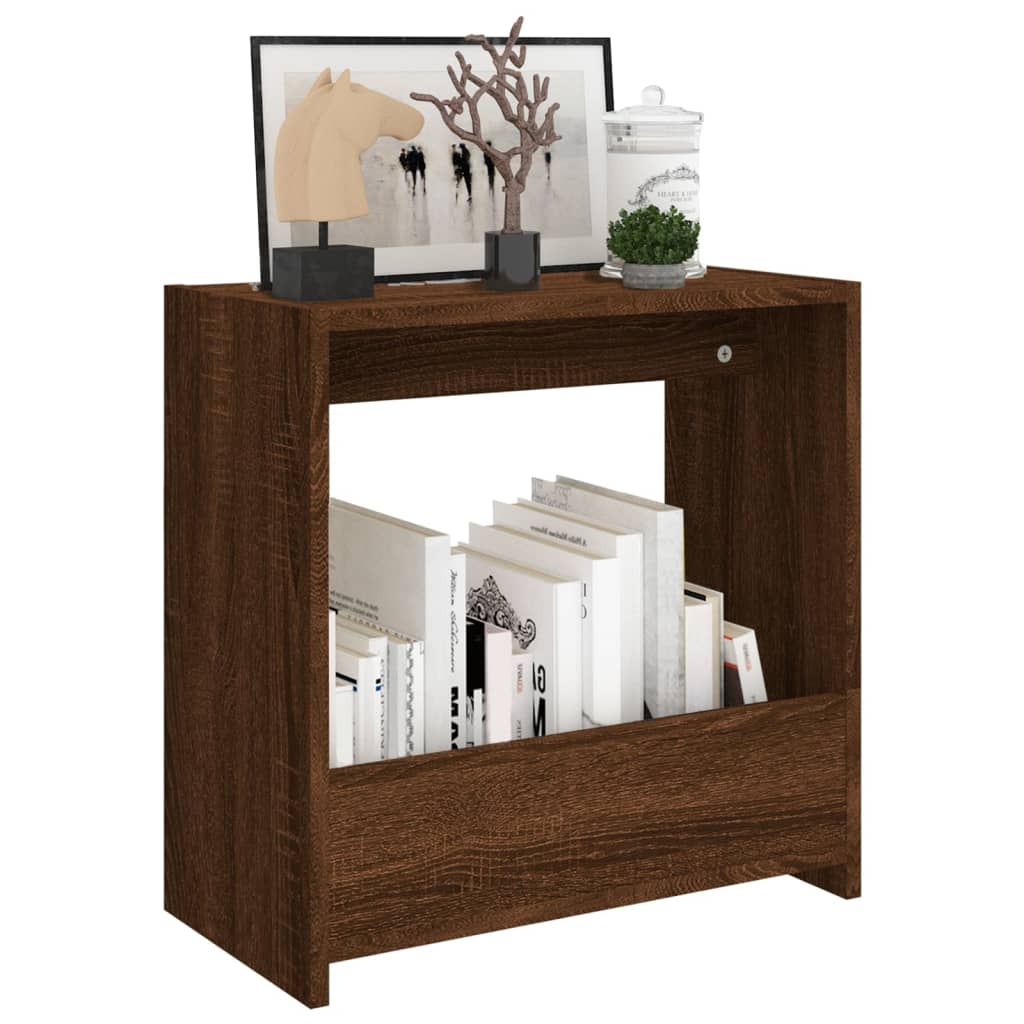 barna tölgyszínű szerelt fa kisasztal 50 x 26 x 50 cm