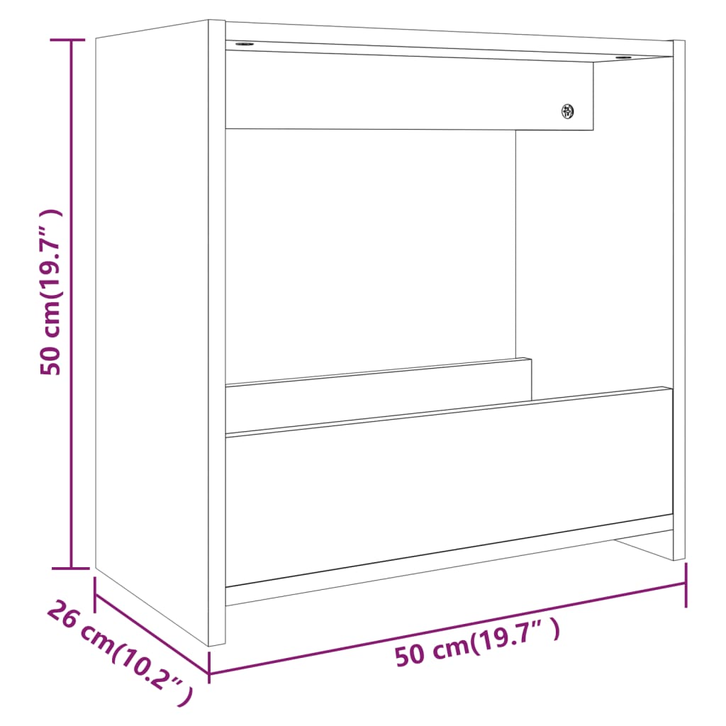 barna tölgyszínű szerelt fa kisasztal 50 x 26 x 50 cm