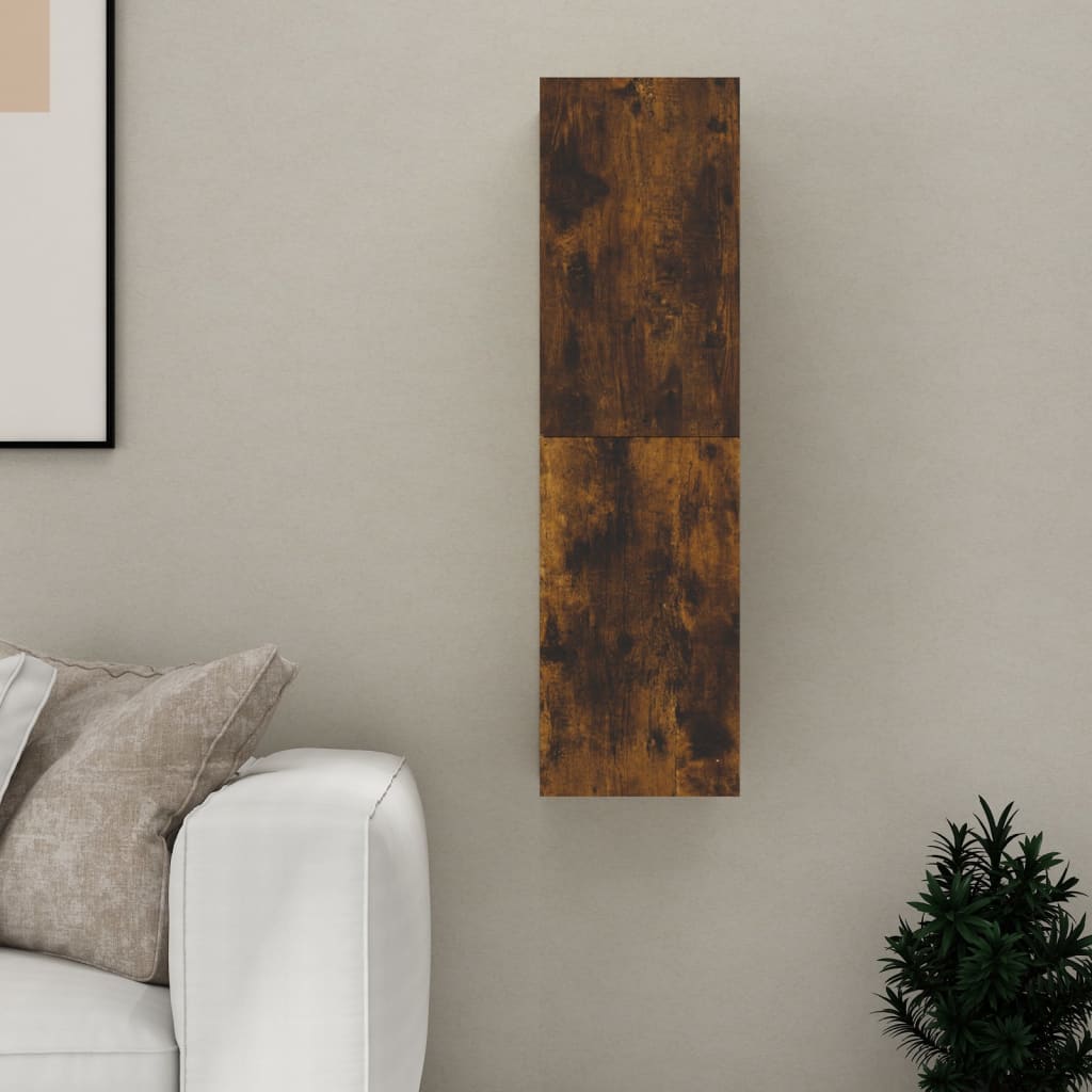füstös tölgy színű falra szerelhető TV-szekrény 30,5x30x110 cm
