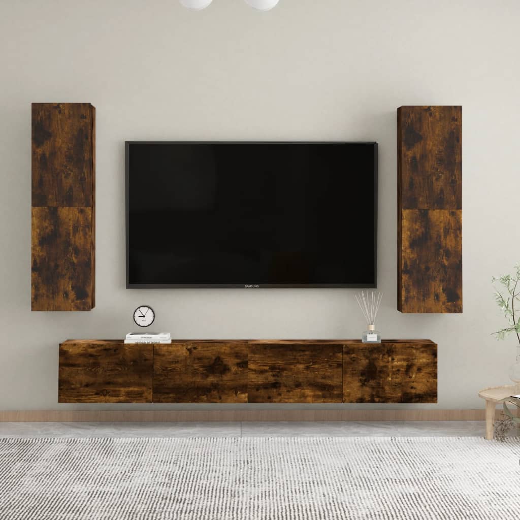 füstös tölgy színű falra szerelhető TV-szekrény 30,5x30x110 cm