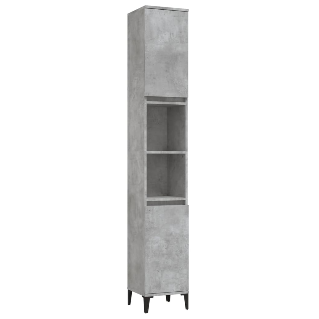 betonszürke szerelt fa fürdőszobaszekrény 30 x 30 x 190 cm