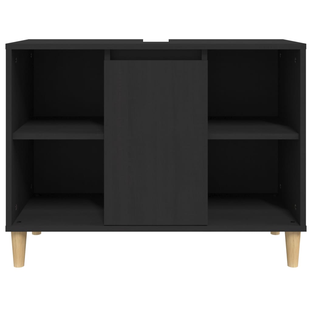 fekete szerelt fa mosdószekrény 80 x 33 x 60 cm
