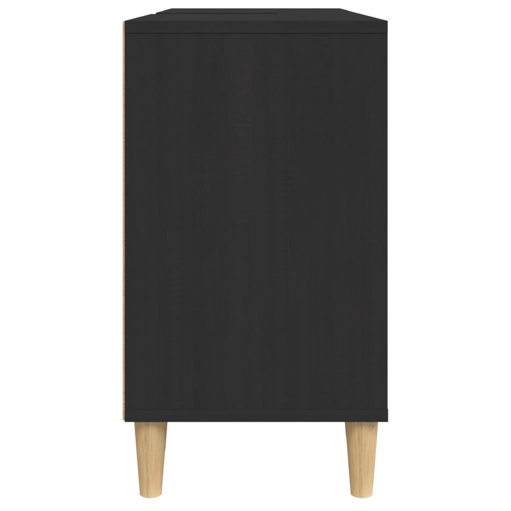 fekete szerelt fa mosdószekrény 80 x 33 x 60 cm