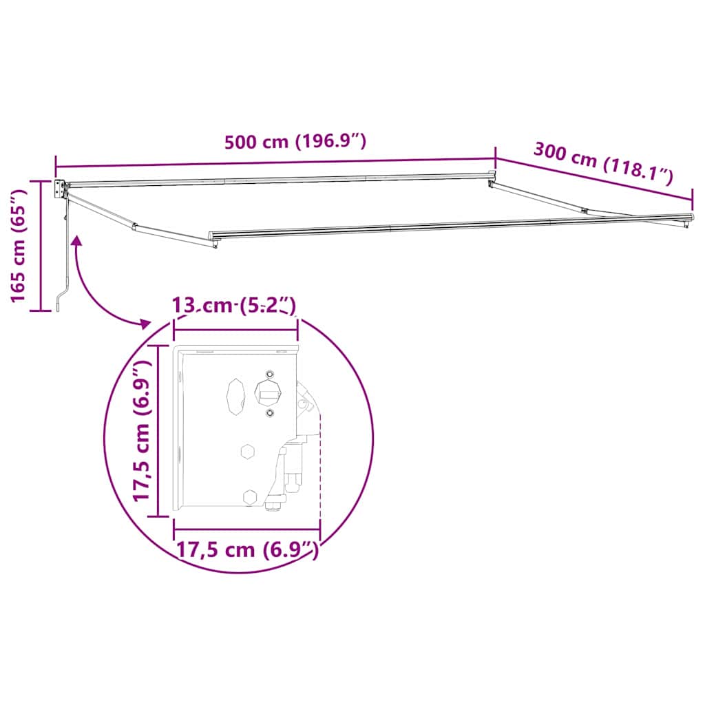 Napernyő Fehér 5 x 3 m Fém