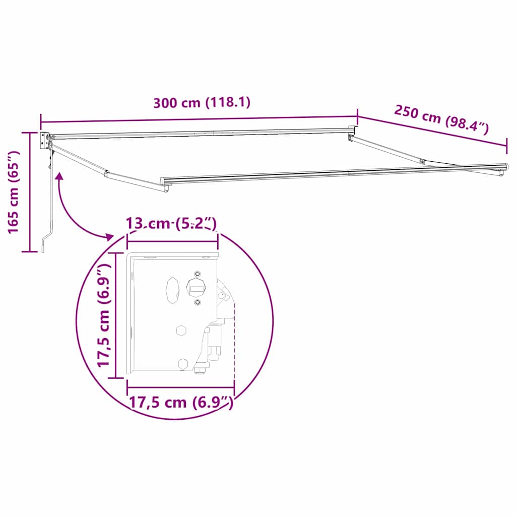 Napernyő Antracit 3 x 2,5 m Fém