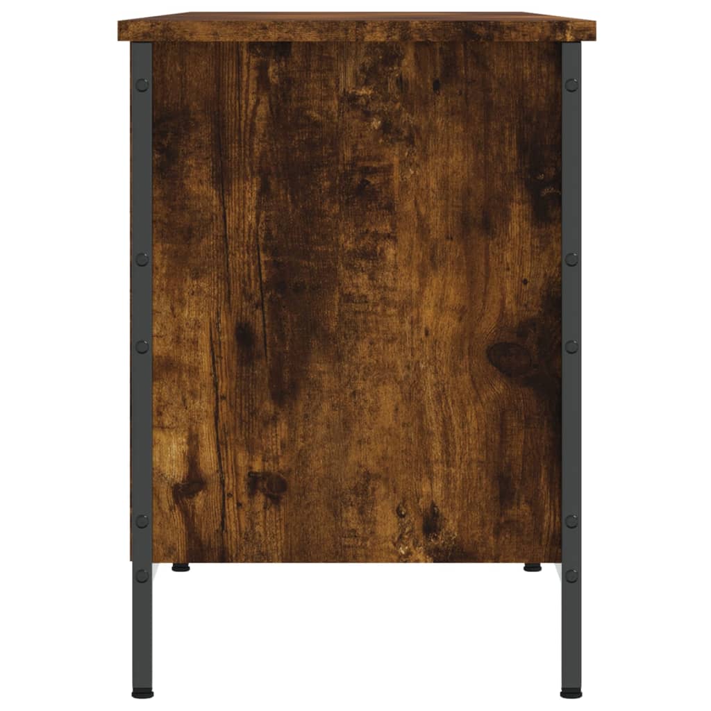 füstös tölgy színű szerelt fa cipősszekrény 131 x 35 x 50 cm