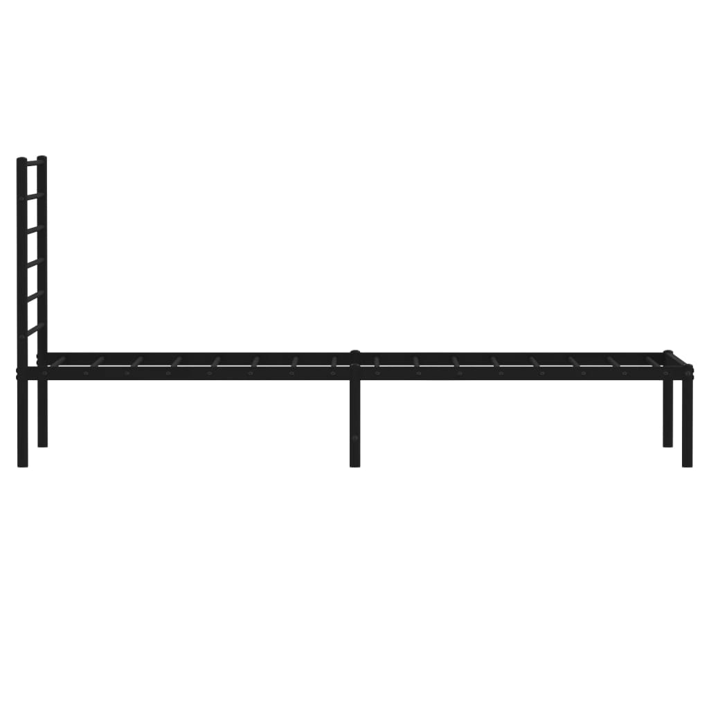 fekete fém ágykeret fejtámlával 90 x 200 cm