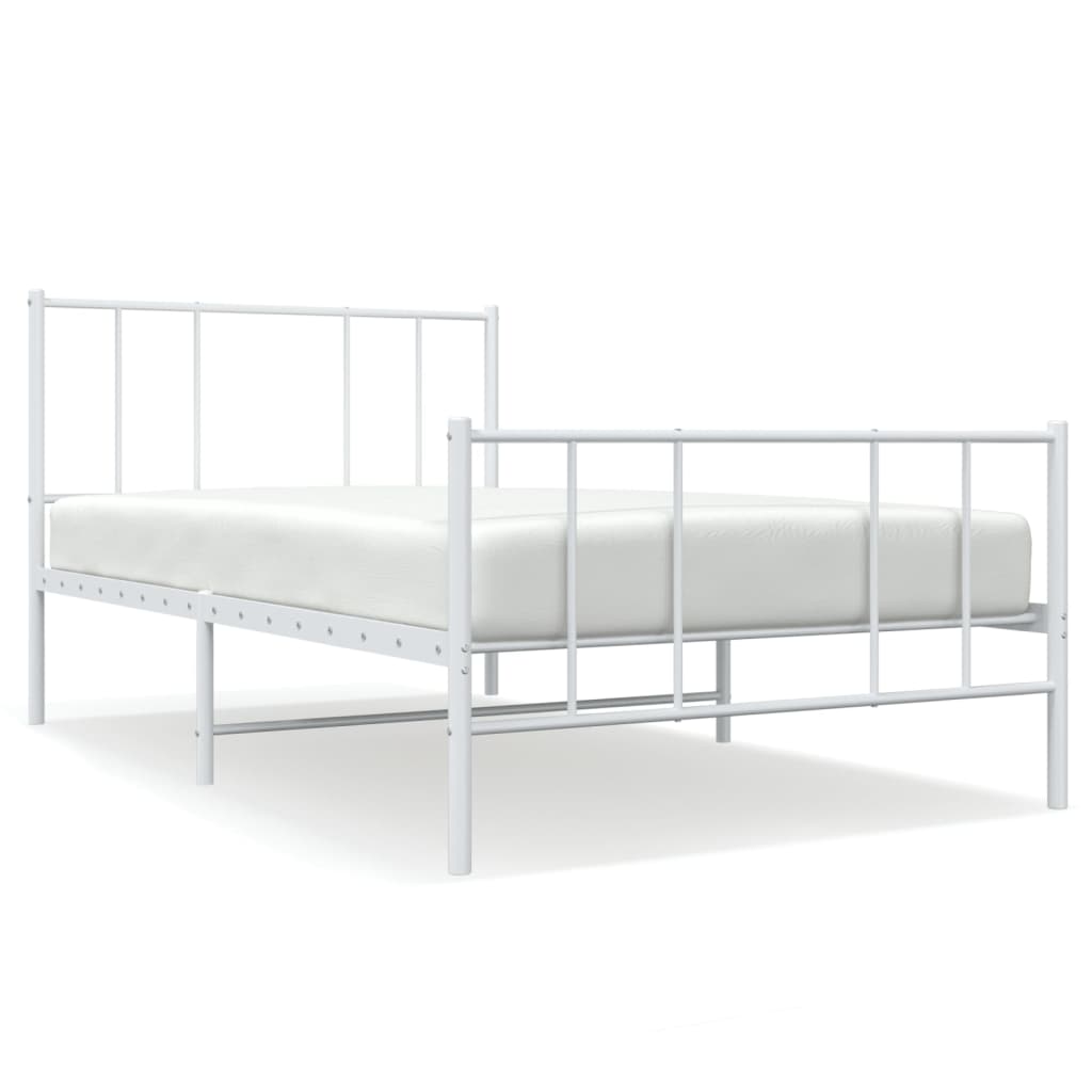 fehér fém ágykeret fej- és lábtámlával 90x200 cm