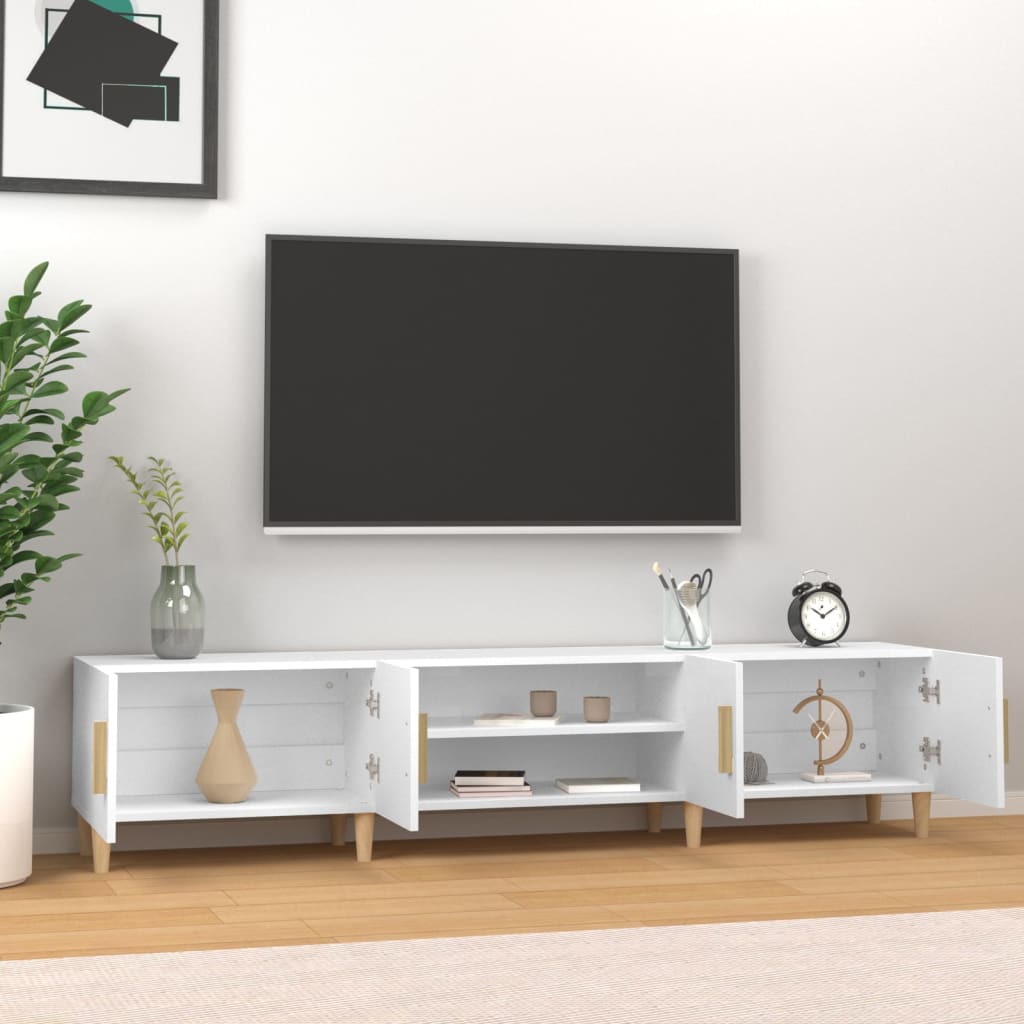 fehér, rétegelt fa TV-szekrény 180 x 31,5 x 40 cm