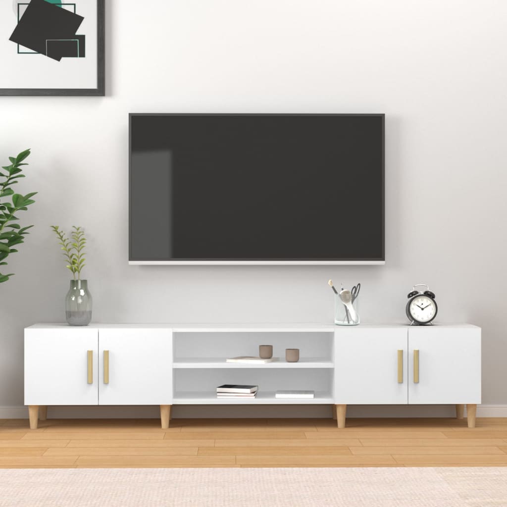 fehér, rétegelt fa TV-szekrény 180 x 31,5 x 40 cm