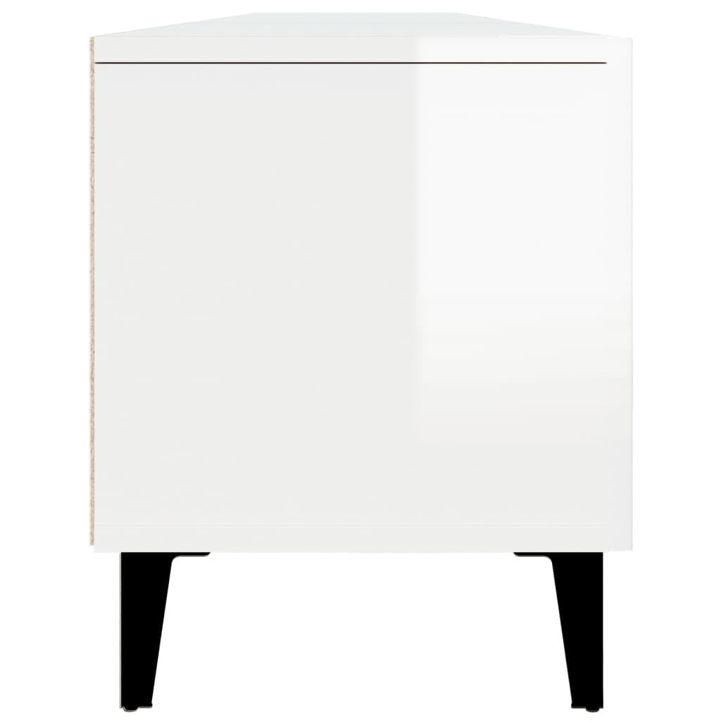 magasfényű fehér szerelt fa TV-szekrény 180 x 31,5 x 40 cm