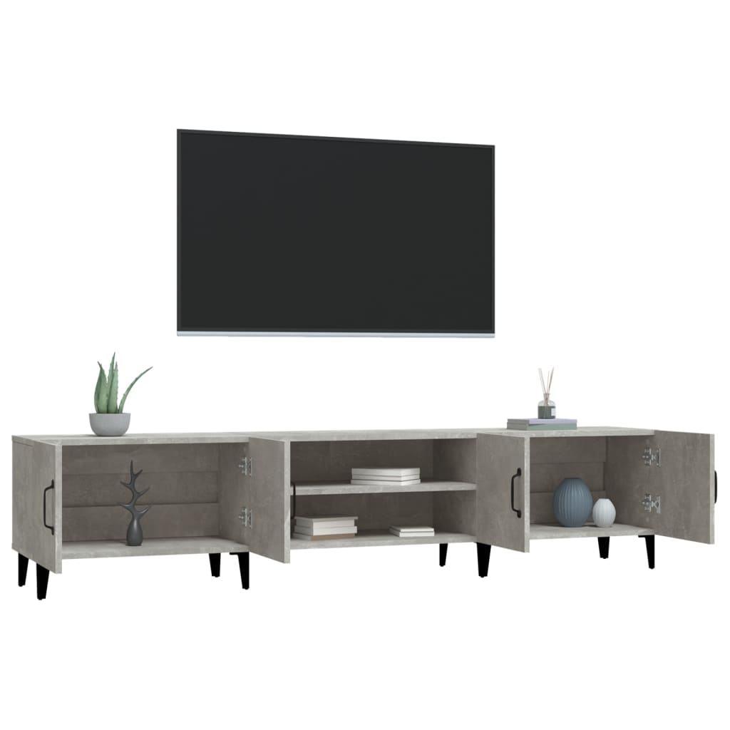 betonszürke szerelt fa TV-szekrény 180x31,5x40 cm