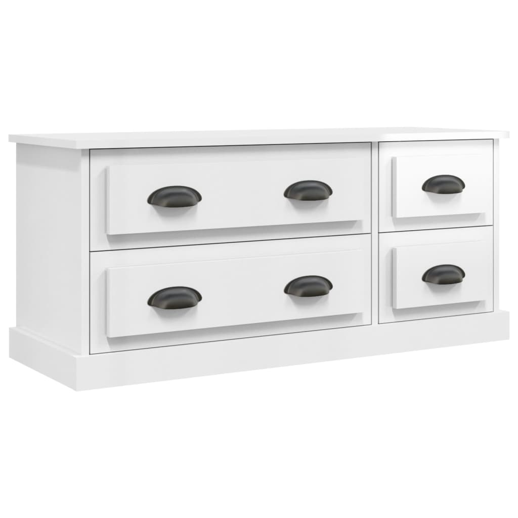 magasfényű fehér szerelt fa TV-szekrény 100 x 35,5 x 45 cm