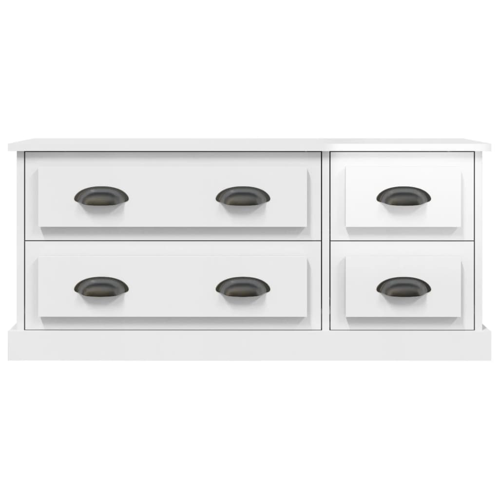 magasfényű fehér szerelt fa TV-szekrény 100 x 35,5 x 45 cm