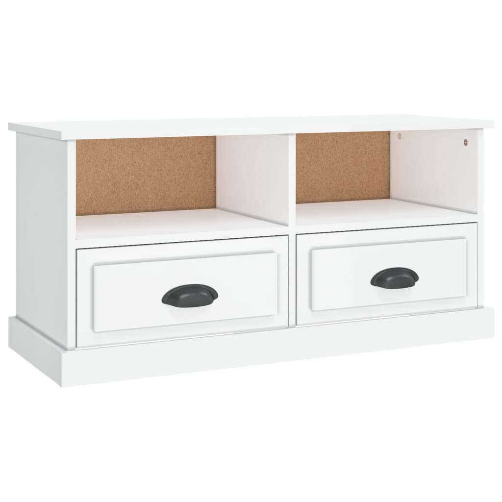 fehér magasfényű szerelt fa TV-szekrény 93x35,5x45 cm