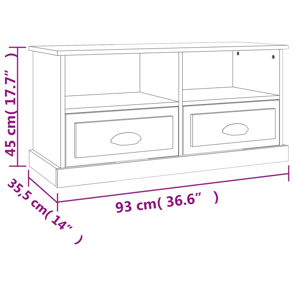 fehér magasfényű szerelt fa TV-szekrény 93x35,5x45 cm