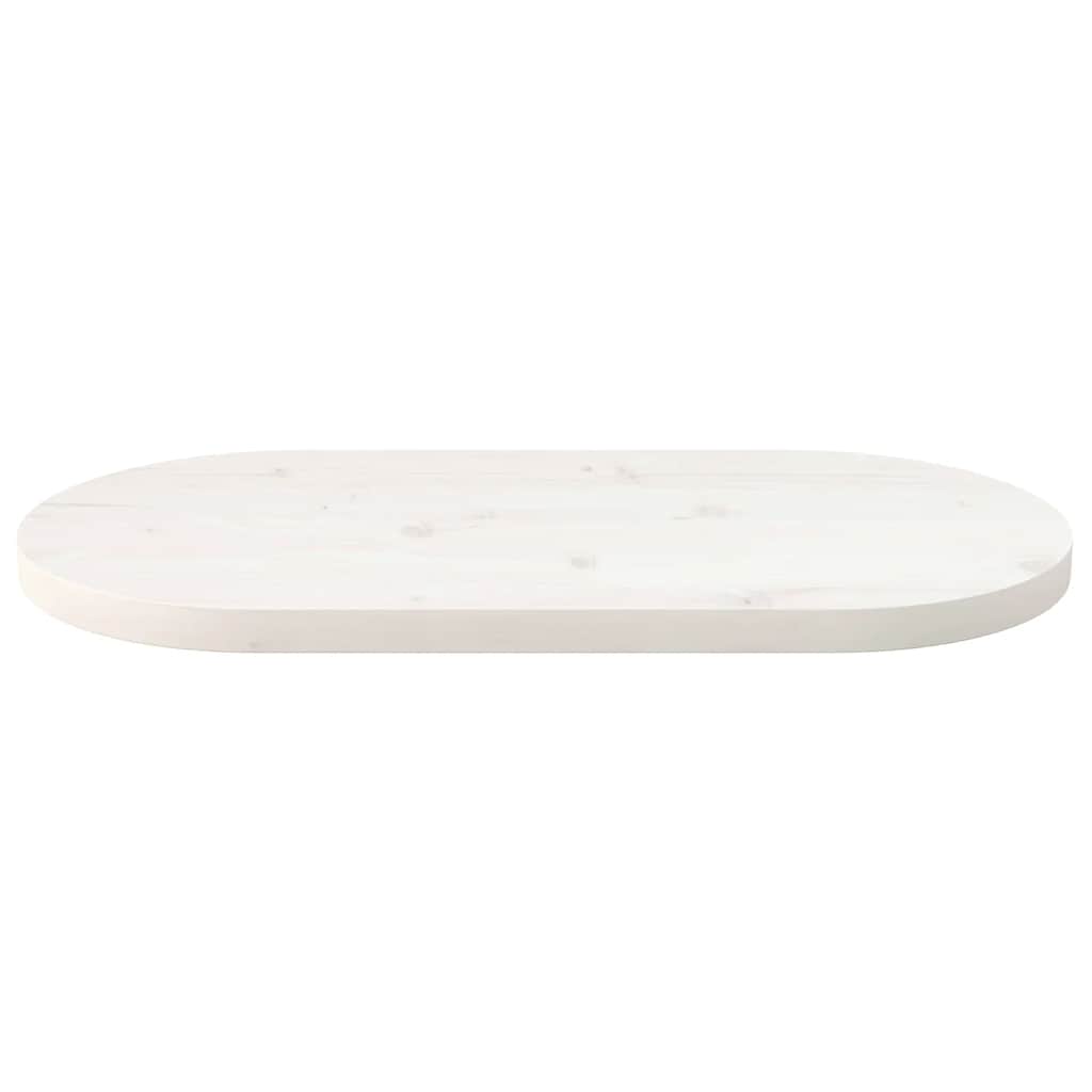 fehér tömör fenyőfa ovális asztallap 70 x 35 x 2,5 cm
