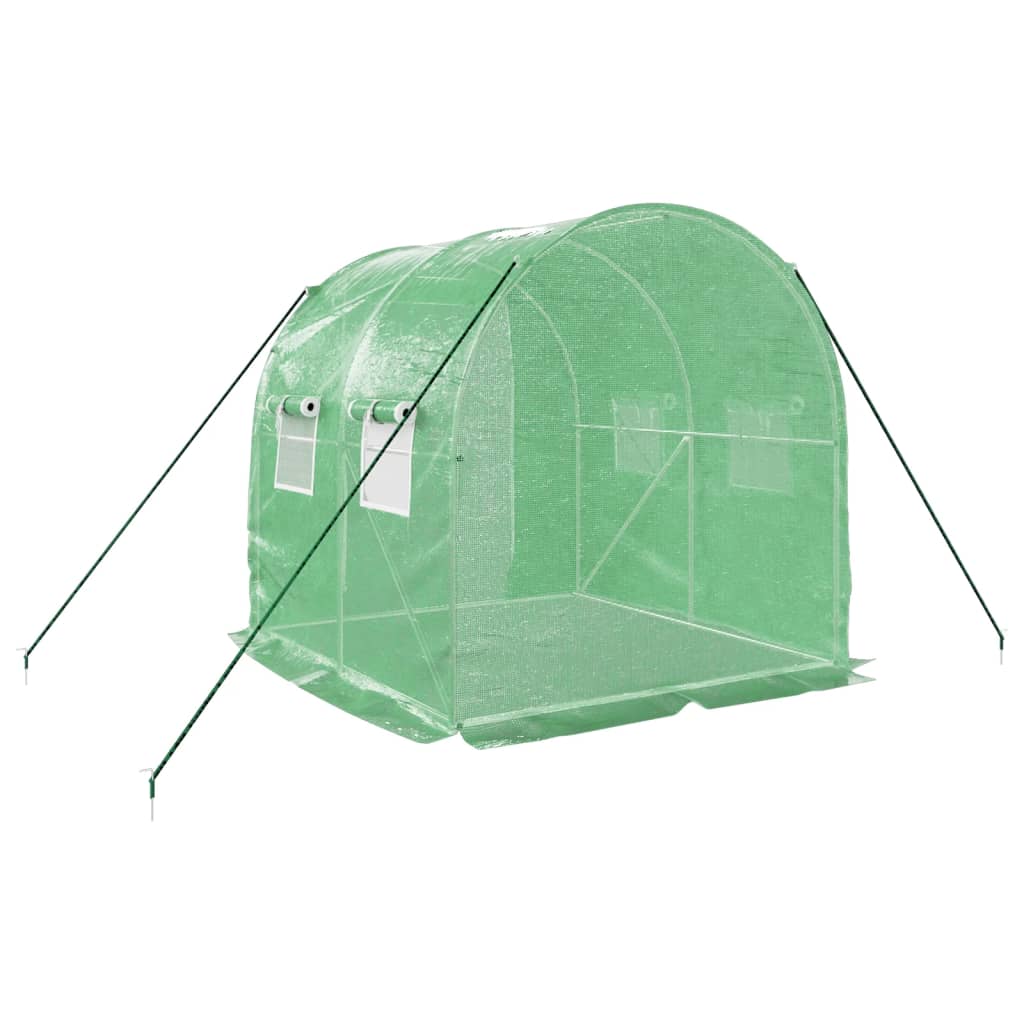 zöld acélvázas melegház 4 m² 2 x 2 x 2 m